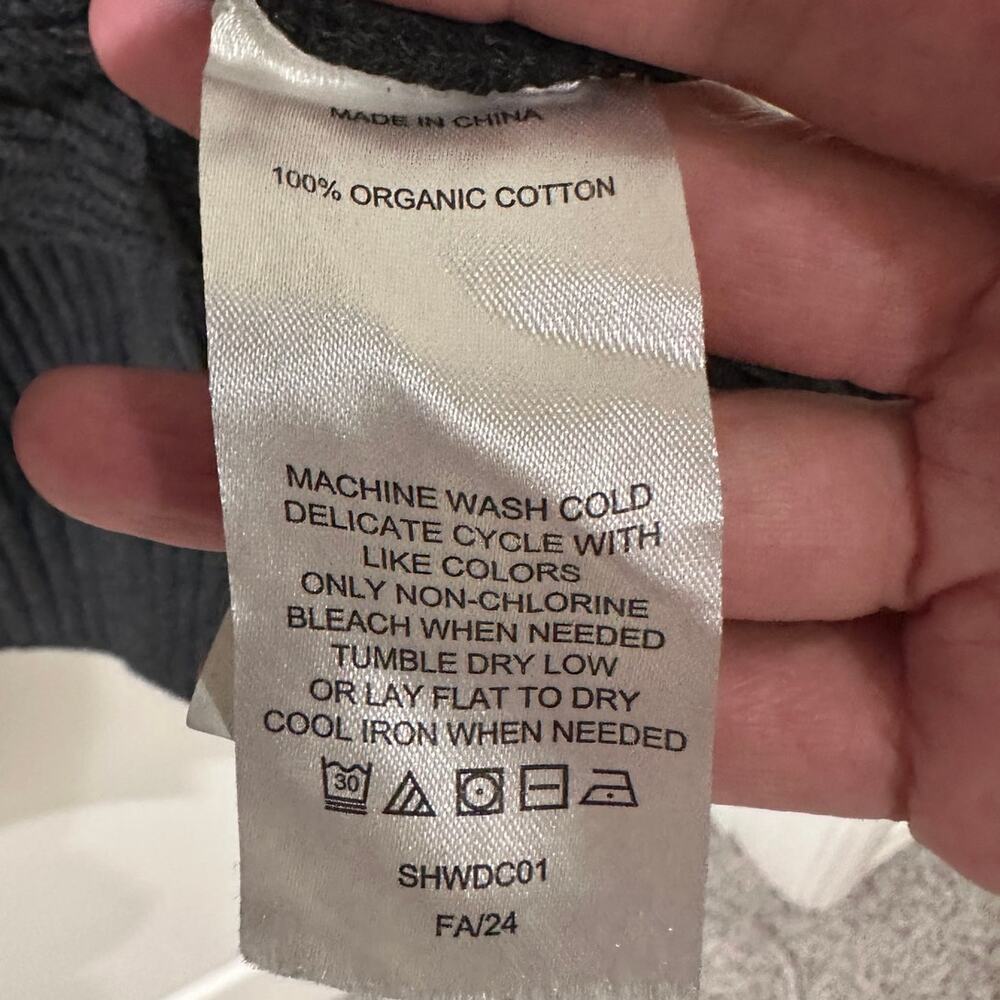 QUINCE 100% Organic Cotton Oversized Cardigan Charcoal Open Front Sweater, XL - Picture 7 of 8
